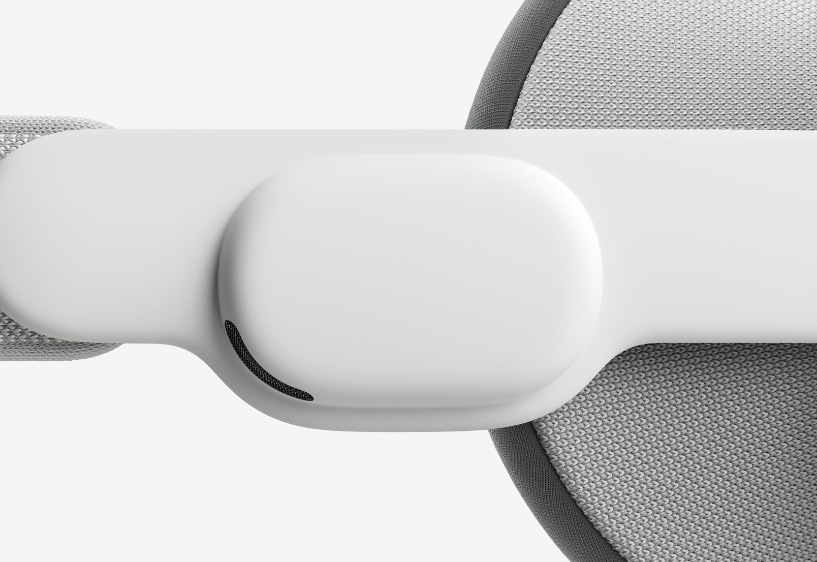 Close up side view Apple Vision Pro showing right ear audio strap